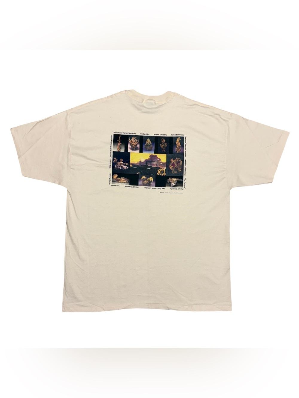 Vintage 2004 Tucson Gem & Mineral Show Gold Graphic T Shirt Off White XL